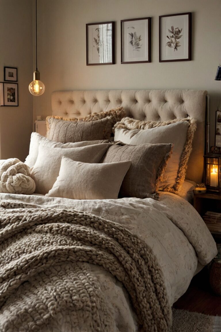 fall bedroom decor, autumn bedroom ideas, cozy bedroom inspiration, warm bedroom colors, seasonal bedroom updates