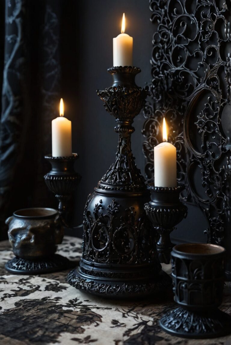 Gothic home decor, Dark home decor, Dark vibe decor, Moody home decorations, Gothic interior design