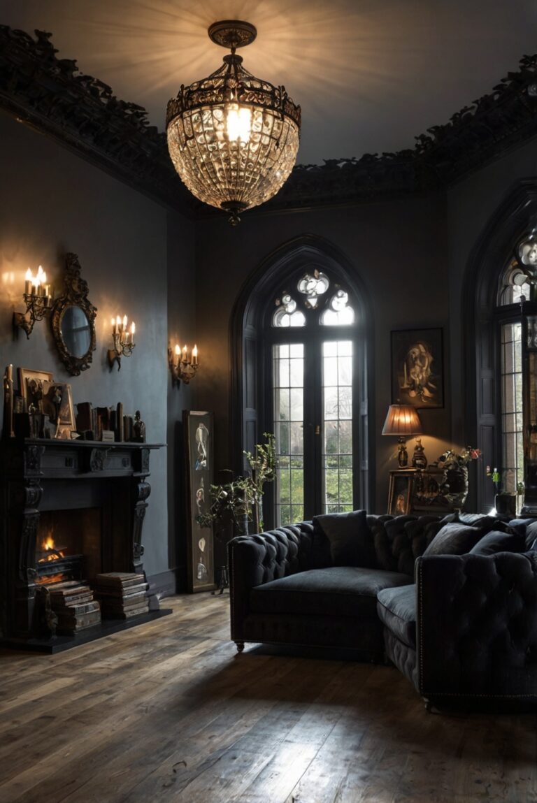 Gothic home decor, Gothic furniture, Gothic interior design, Dark living rooms, Bold decor