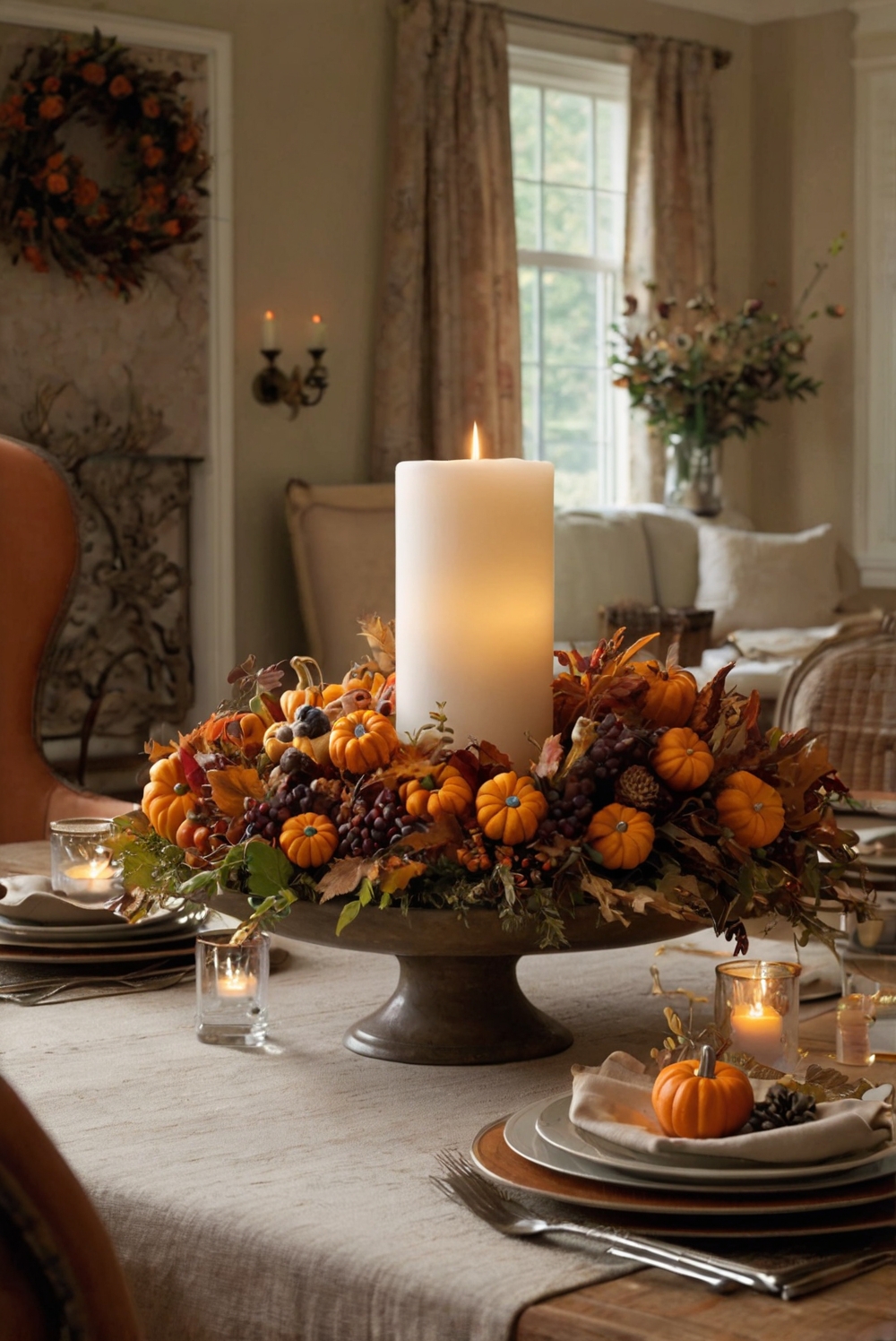 Thanksgiving home decor, Thanksgiving table decorations, Fall themed living room, Elegant Thanksgiving centerpiece, Rustic Thanksgiving mantel