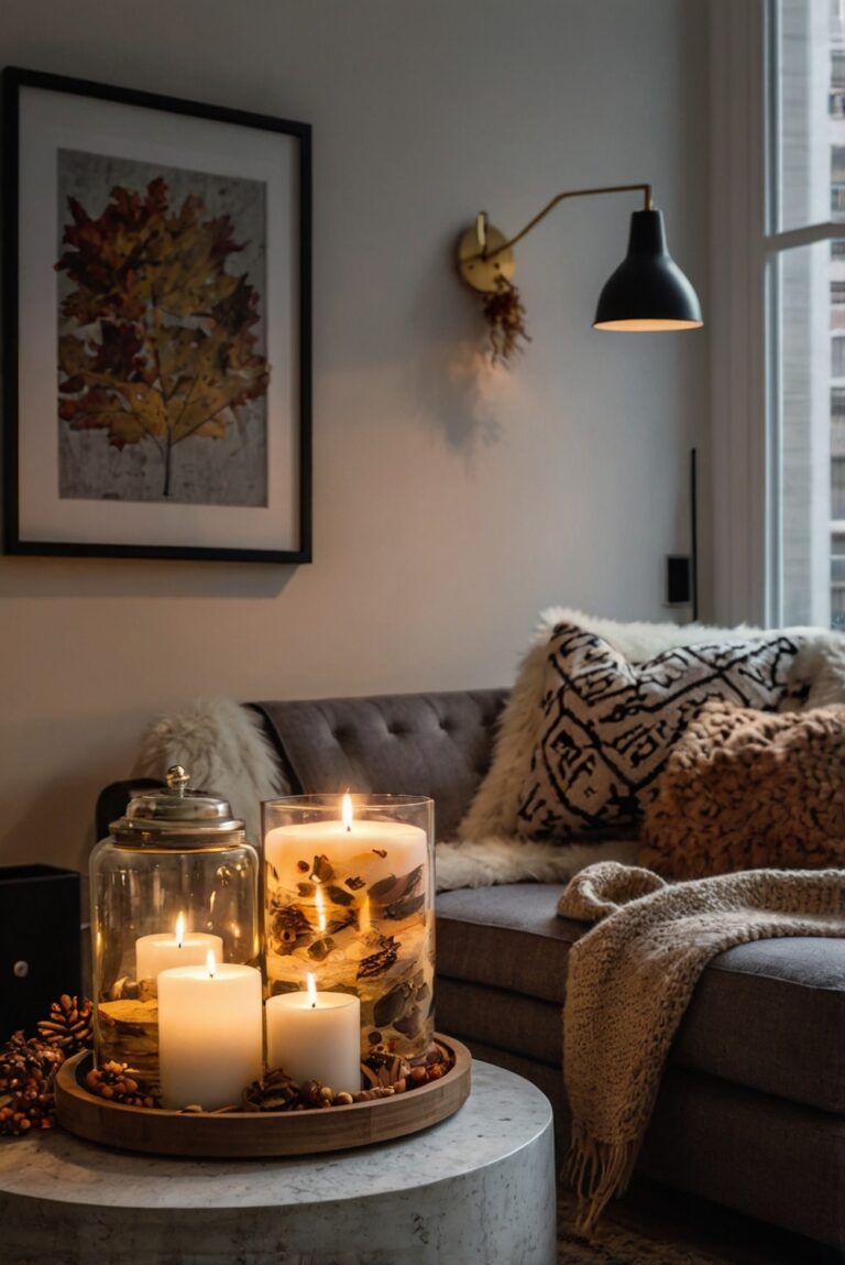 Stylish apartment decor, Fall home decor, Seasonal interior design, Trendy apartment decorating, Chic fall decor