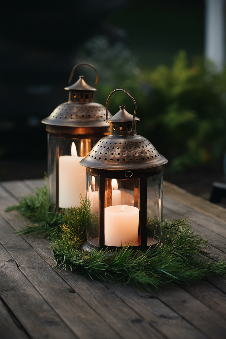 candle lantern decor, holiday candle ideas, cozy holiday decor, lantern centerpiece, candlelight decor