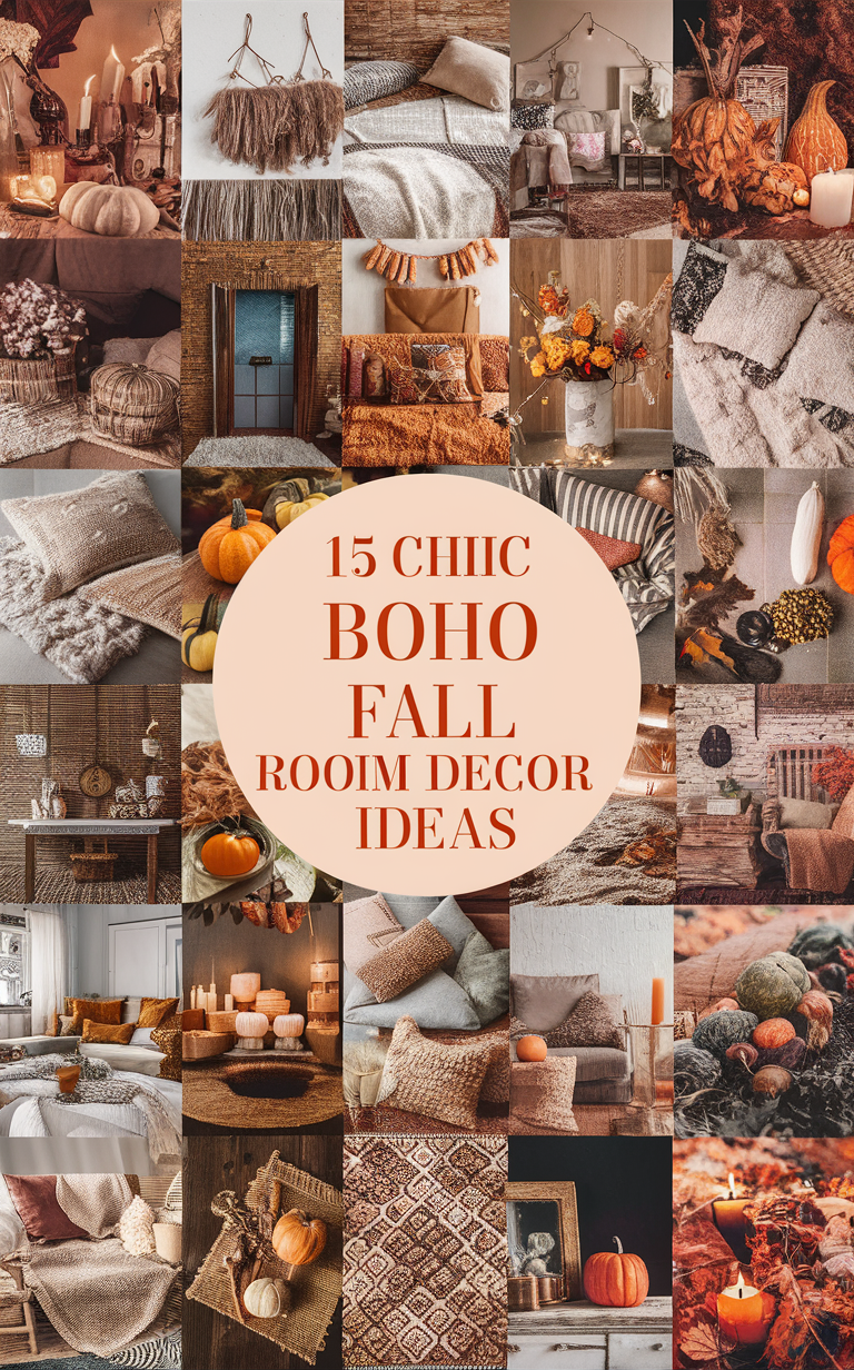 fall home decor, boho interior design, chic room makeover, modern bohemian decor, autumnal home styling