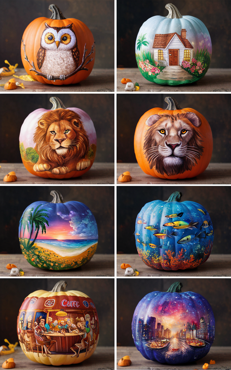 pumpkin paintings, autumn art, fall crafts, pumpkin decor, Halloween ideas