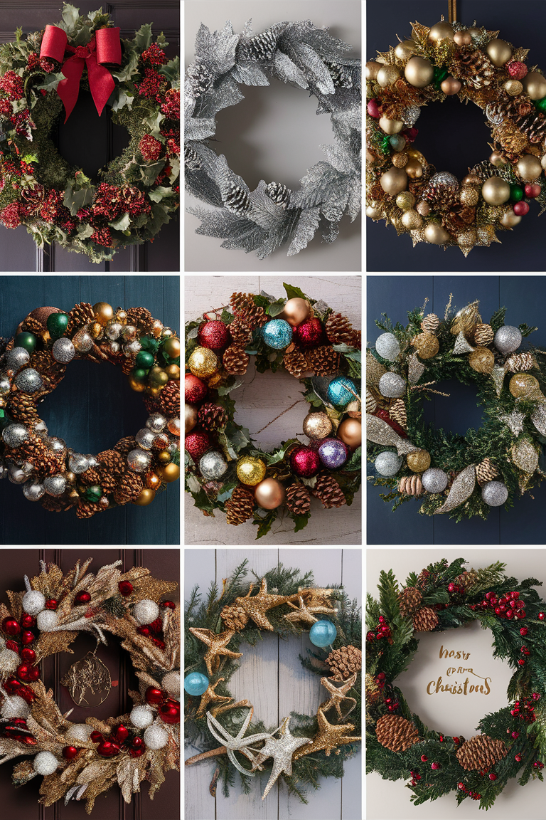 Christmas wreaths, holiday wreaths, festive decorations, wreath design, unique wreaths