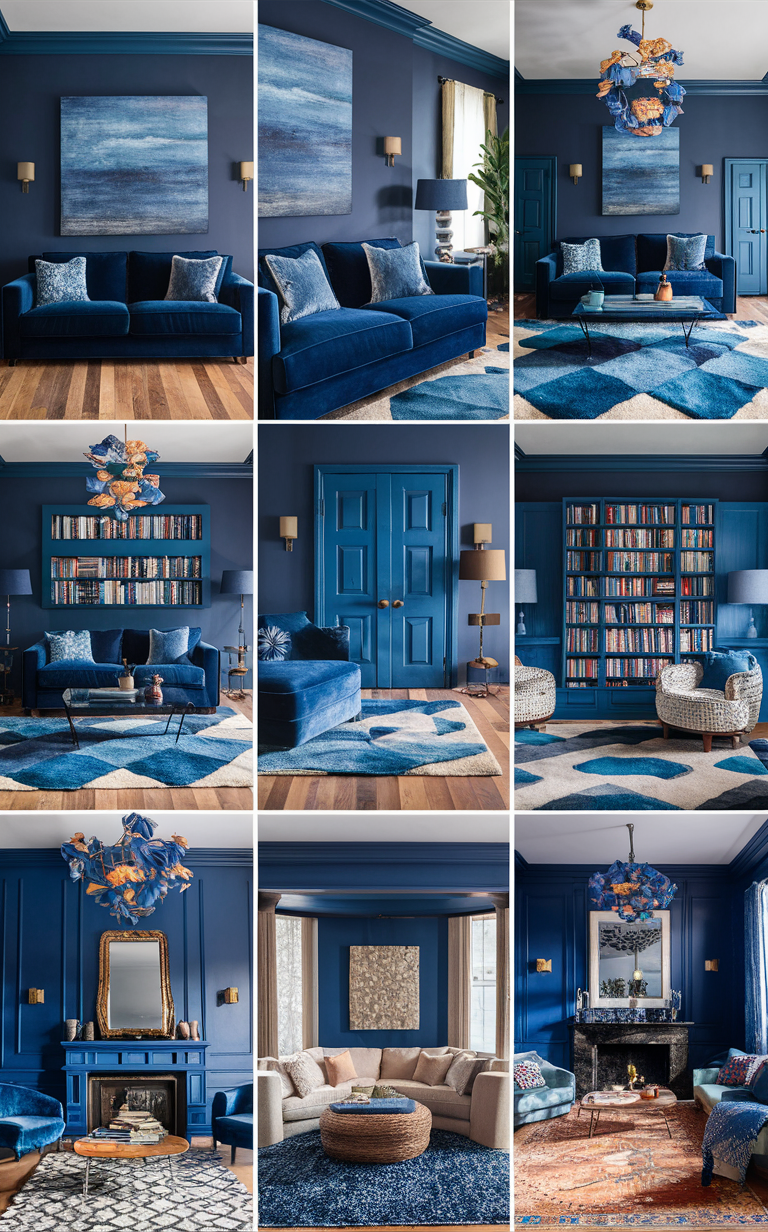 blue room decor ideas, navy blue decor, blue bedroom design, blue living room inspiration, turquoise room decor